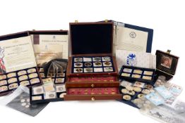 LARGE COLLECTION OF MAINLY BOXED COMMEMORATIVE COINS / MEDALLIONS including collection of British