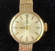 TISSOT 9CT GOLD LADIES' BRACELET WRISTWATCH, 15mms dial, manual-wind movement, approx. 16g (gross)