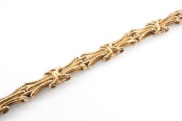 9K CONTINENTAL FANCY LINK NECKLACE, stamped 375 to the large bolt-ring clasp, 48cms, appr 44.0g