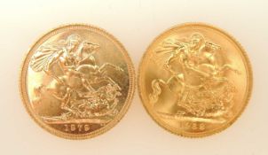ELIZABETH II, TWO SOVEREIGNS, 1968 (VF), 7.98g; and 1979 (EF), 7.98g (2) Provenance: private