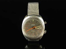 OMEGA CHRONOSTOP STAINLESS-STEEL GENT'S WRISTWATCH, grey 'pan' dial with date aperture, cal. 920