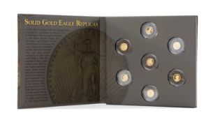 'SOLID GOLD EAGLE REPLICA' 7-COIN SET, 2016, limited edition (2939/9999), containing small 0.5g 0.