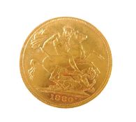 VICTORIA SOVEREIGN 1880, Young Head, Sydney Mint (EF), 7.98g Provenance: private collection