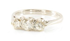 WHITE METAL THREE STONE DIAMOND RING, 0.5cts overall approx., 3.4g Provenance: private collection