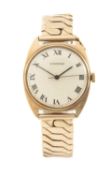 VINTAGE YELLOW METAL LONGINES WRISTWATCH, circular dial, Roman numerals, outer minute track,