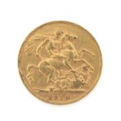 EDWARD VII GOLD SOVEREIGN, 1910, 7.9g Provenance: private collection Swansea. Comments: VF