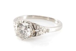 SOLITAIRE DIAMOND RING, brilliant-cut diamond claw-set above triple rose cut diamond shoulders,
