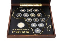 'AFRICAN PRIDE' GOLD 13-COIN SET, Various African States 2019, Windsor Mint limited edition (140/