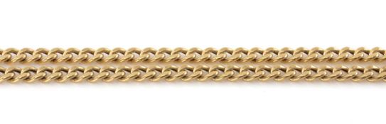 18CT CURB LINK CHAIN, 40cm, 7.4g Provenance: private collection Swansea. Comments: ordinary wear.
