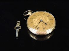 VICTORIAN 18CT GOLD OPEN-FACED POCKET WATCH by Whittaker, London, hallmarked London 1855, chased