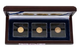 VICTORIA GOLD HALF SOVEREIGN 3-COIN SET, Windsor Mint limited edition (543/999), containing 1849