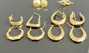 VARIOUS 9CT GOLD HOOP EARRINGS, 5.4g gross, with two other unmarked pairs Provenance: deceased