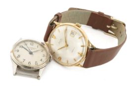 TWO VINTAGE WRISTWATCHES comprising 9ct gold Avia Incabloc wristwatch, circular dial, baton markers,