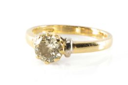 18CT GOLD DIAMOND SOLITAIRE RING, the single claw-set stone measuring 0.85cts approx., ring size