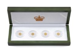 '100TH ANNIVERSARY HOUSE OF WINDSOR' 4-COIN SET, Solomon Islands 2017, comprising small 0.5g $10