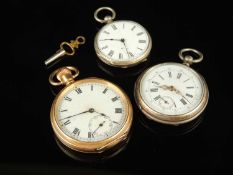 SWISS GOLD-PLATED CROWN-WIND POCKET WATCH, movement inscribed 'Cunard', 50mms (diam.); also Swiss