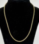 EDWARDIAN 15CT GOLD FANCY CHAIN LINK CHOKER NECKLACE with large bolt ring clasp, 40cms (l), 11.7g