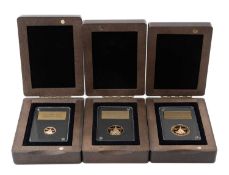 '95TH BIRTHDAY OF QUEEN ELIZABETH II' GOLD PROOF SOVEREIGN 3-COIN SET, Gibraltar 2021, Tower Mint,