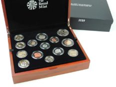 ROYAL MINT 2019 UK PREMIUM PROOF COIN SET (14 coins), with case, certificate, and outer card box