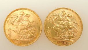 EDWARD VII, TWO SOVEREIGNS, 1907 (EF), 7.98g; and 1910 (EF), 7.98g (2) Provenance: private