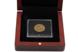 NAPOLEON I GOLD 20 FRANCS, 1814, encapsulated with Windsor Mint no. 307 COA, in wood case of issue