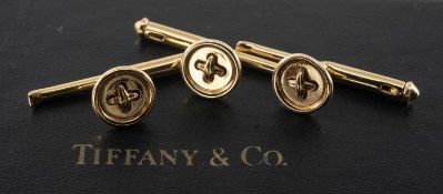 SET OF THREE VINTAGE TIFFANY & CO 14K GOLD DRESS STUDS, stamped 'T & Co' and '14K', 3.8g gross in