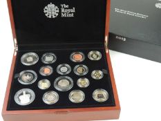 ROYAL MINT 2013 UK PREMIUM PROOF COIN SET (16 coins), with wooden case, certificate, and outer