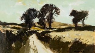 ‡ DONALD McINTYRE acrylic - entitled verso, 'Anglesey Lane', signed, 31 x 54cms Provenance: