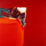 ‡ TOM NASH oil on canvas - red abstract, signed, 75 x 75cms Provenance: private collection