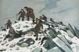 ‡ SIR KYFFIN WILLIAMS RA limited edition (180/250) print - entitled, 'Ffermwyr Ar Y Glyder Fach'