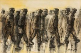 ‡ VALERIE GANZ mixed media - entitled verso 'The Long Track Home', signed, 31 x 46cms Provenance:
