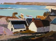 ‡ DONALD McINTYRE acrylic - entitled verso 'Sennen Cove', signed, 42.5 x 57.5cms Provenance: