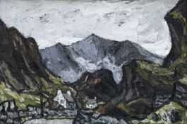 ‡ SIR KYFFIN WILLIAMS RA oil on canvas - entitled verso, 'Snowdon from Drws-Y-Coed' on Martin Tinney