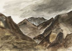 ‡ SIR KYFFIN WILLIAMS RA watercolour - inscribed verso 'Crib Goch', signed with initials, 25 x 35cms