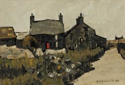 ‡ WILF ROBERTS oil on card - entitled verso 'Black Cottage, Anglesey', signed and dated 1998, 19 x