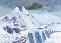 ‡ GWILYM PRICHARD oil on canvas - entitled verso 'Cnicht and Snow' on Martin Tinney Gallery label,