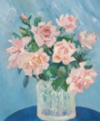 ‡ MARGARET SIDNEY DAVIES (1884-1963) oil on canvas – still life of pink roses, signed, 29 x 25cms