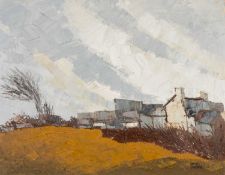 ‡ GWILYM PRICHARD oil on canvas - entitled verso, 'Ty Hir' on Heals Gallery London label, signed,