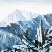 ‡ GWYN ROBERTS large oil on canvas - entitled verso 'Yr Wyddfa O Glyder Fach / Snowdon From Glyder