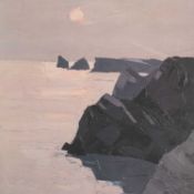 ‡ SIR KYFFIN WILLIAMS RA limited edition (141/150) coloured print - Gower cliffs at sunset, signed