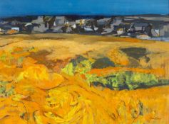 ‡ JOHN ELWYN acrylic on panel - entitled verso, 'Ceredigion Landscape' on Martin Tinney Gallery