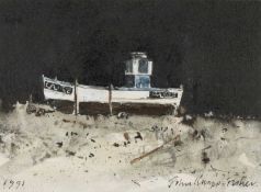 ‡ JOHN KNAPP-FISHER watercolour - entitled verso, 'Fishing Boat', signed and dated 1991, 11 x