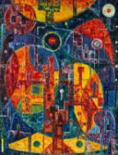 ‡ CHARLES BYRD oil on board - entitled verso, 'Night Scene', inscribed and dated verso 1963, 78 x