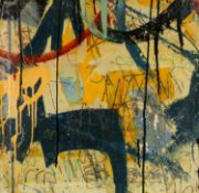 NEALE HOWELLS mixed media on wood panel - entitled verso 'Upgraded', signed and dated 2025, 65 x