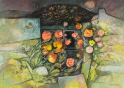 ‡ JOHN ELWYN mixed media - entitled verso, 'The Poet's Garden', circa 1958 (from the artist's '