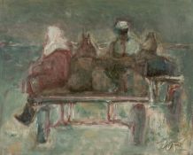 ‡ WILL ROBERTS oil on canvas - entitled verso, 'Cockle Carts, Burry Estuary' on Attic Gallery label,