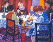 ‡ CLAUDIA WILLIAMS oil on canvas - entitled verso 'Peaches and Grapes' on Martin Tinney Gallery