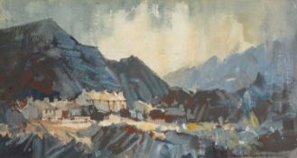 ‡ WILLIAM SELWYN gouache on card - entitled verso 'Dinorwic, North Wales', signed, 24 x 45cms