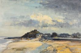 ‡ IAN HOUSTON oil on board - entitled verso 'Fading Light, Criccieth', on Abbott & Holder Gallery