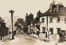 ‡ SIR KYFFIN WILLIAMS RA inkwash - entitled verso, 'Tan-y-Grisiau', signed with initials, 22.5 x